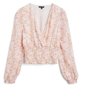 New w/o Tag Violets & Roses ADA Waist Smocking Blouse Off-White Medium